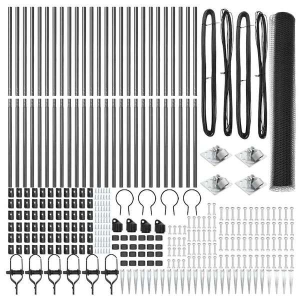 vidaXL Afrasteringspaal Grijs 50 x 1,4 m (13 mm gaas) Staal en PVC