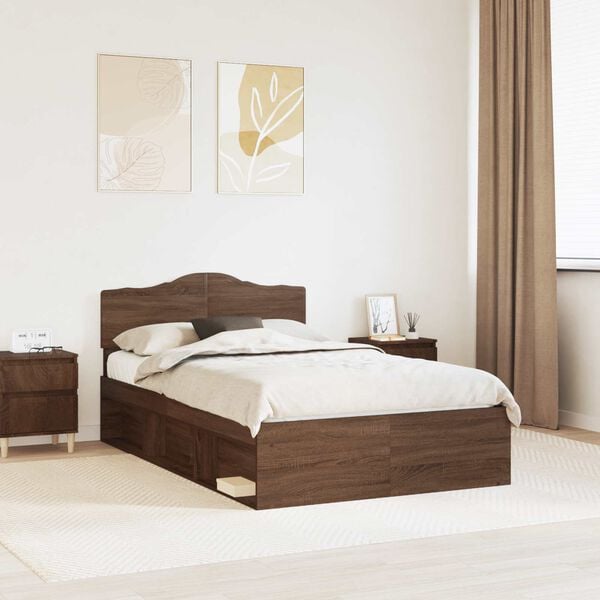 vidaXL Bedframe Bruin Eiken 120 x 190 cm Massief grenenhout
