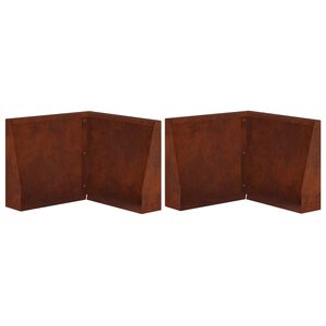 vidaXL Keerwand 2 st 50 x 50 x 40 cm weervast staal Roestkleurig