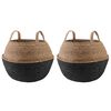 vidaXL Plantenpot met handvatten 2 st Zwart &Oslash; 45 x 36 cm 100% Zeegras