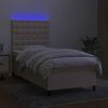 vidaXL Boxspring met matras en LED stof cr&egrave;mekleurig 90x190 cm