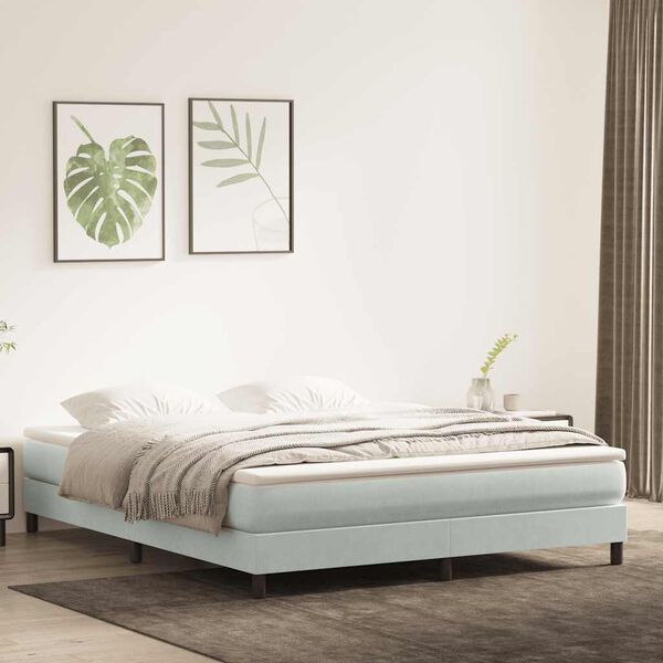 vidaXL Boxspring zonder matras fluweel lichtgrijs 180x210 cm