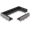 vidaXL 13-delige Loungeset met kussens poly rattan donkergrijs
