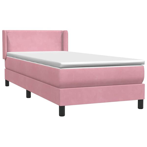 vidaXL Boxspring met matras fluweel roze 100x220 cm