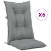 vidaXL Tuinstoelkussens 6 st hoge rug 120x50x7 cm stof grijs