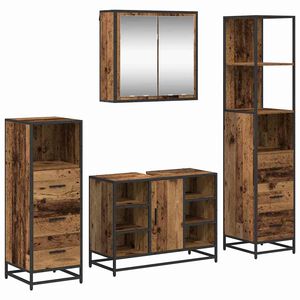 vidaXL Badkamermeubelset met lade 4 pcs Oud Hout Bewerkt hout