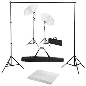vidaXL Fotostudioset met achtergrond, lampen en paraplu's