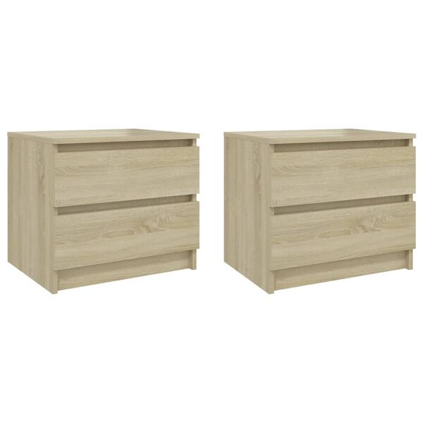 vidaXL Nachtkastjes 2 st 50x39x43,5 cm bewerkt hout sonoma eikenkleur