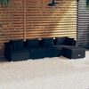 vidaXL 5-delige Loungeset met kussens poly rattan zwart