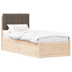 vidaXL Bedframe met Gevoerd Hoofdgedeelte Taupe 75 x 190 cm