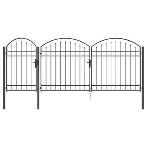 vidaXL Tuinhekgate met gebogen top ASSEN 400 x 100 cm Staal Grijs
