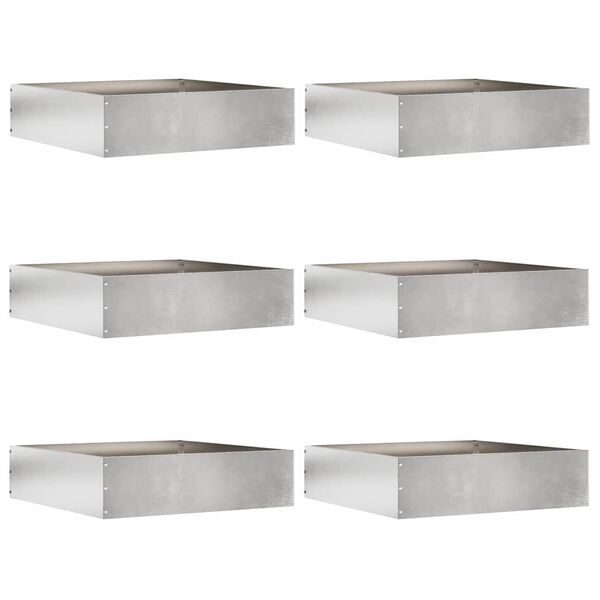 vidaXL Tuinrand 6 pcs Zilver 50 x 50 x 13 cm Roestvrij staal