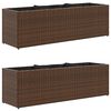 vidaXL Plantenbakken met 3 potten 2 st 105x30x32 cm poly rattan bruin