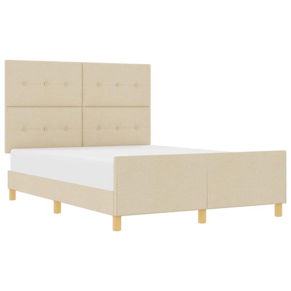 vidaXL Bedframe met hoofdeinde Cr&egrave;me 140 x 200 cm Stof