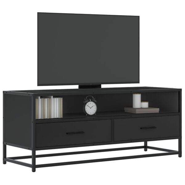 vidaXL Tv-meubel 100x34,5x40 cm bewerkt hout en metaal zwart