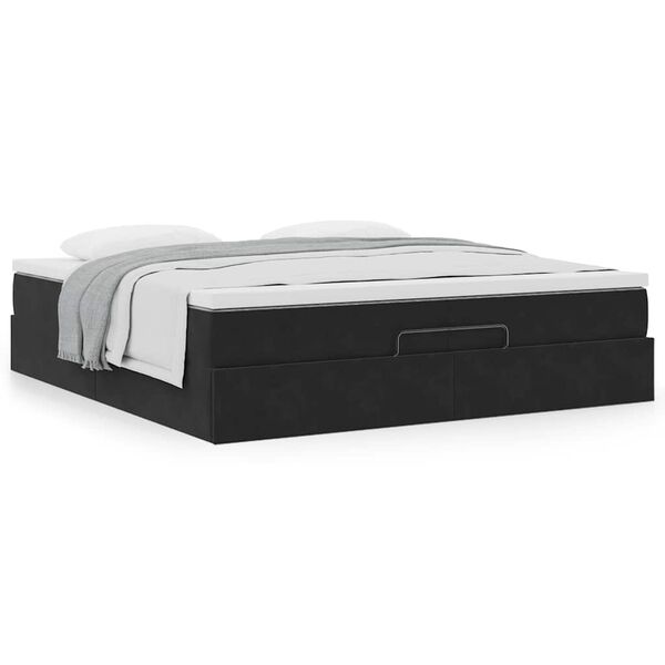 vidaXL Ottoman bed met matrassen 200x200cm fluweel zwart