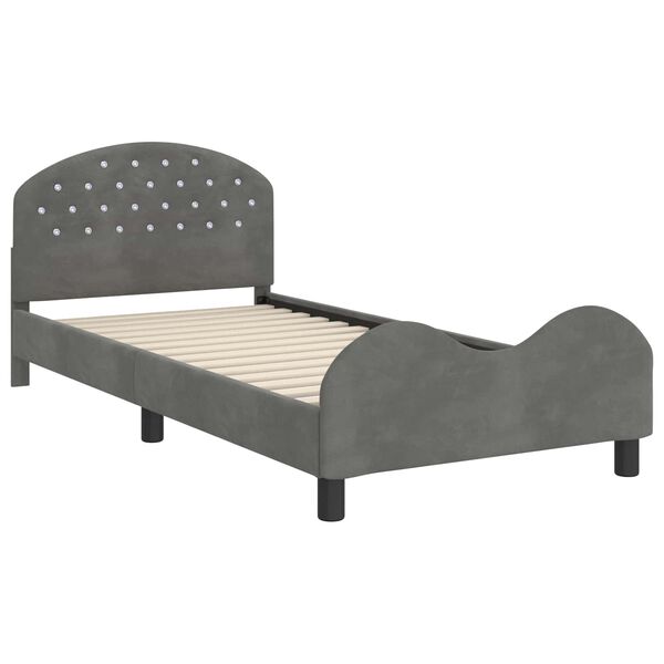 vidaXL Bedframe voor kinderen met hoofdbord Donkergrijs 80 x 200 cm