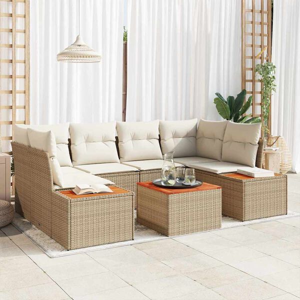 vidaXL Tuin Sofa Set met kussen met opslag 6 pcs Beige Poly riet