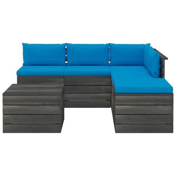 vidaXL 6-delige Loungeset met kussens pallet grenenhout