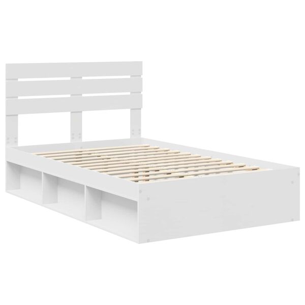 vidaXL Bedframe met hoofdeinde Wit 120 x 190 cm Massief grenenhout