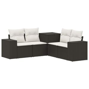 vidaXL Bankstel 5 st Zwart en Cream Wit 200 x 200 x 85 cm