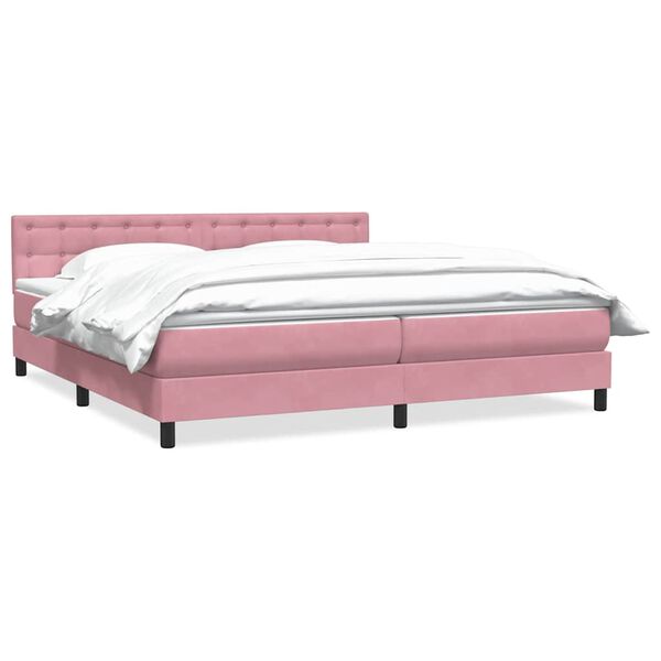 vidaXL Boxspring met matras fluweel roze 200x210 cm