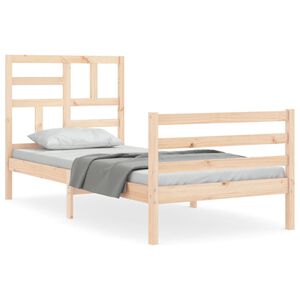 vidaXL Bedframe met hoofdbord massief hout 100x200 cm
