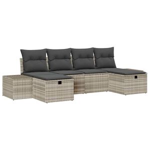 vidaXL Tuin Sofa Set met kussen 6 pcs Lichtgrijs poly rattan
