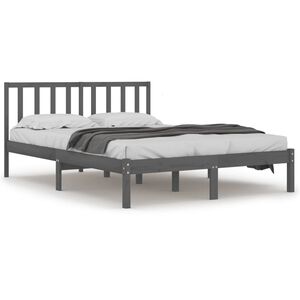 vidaXL Bedframe massief grenenhout grijs 200x200 cm