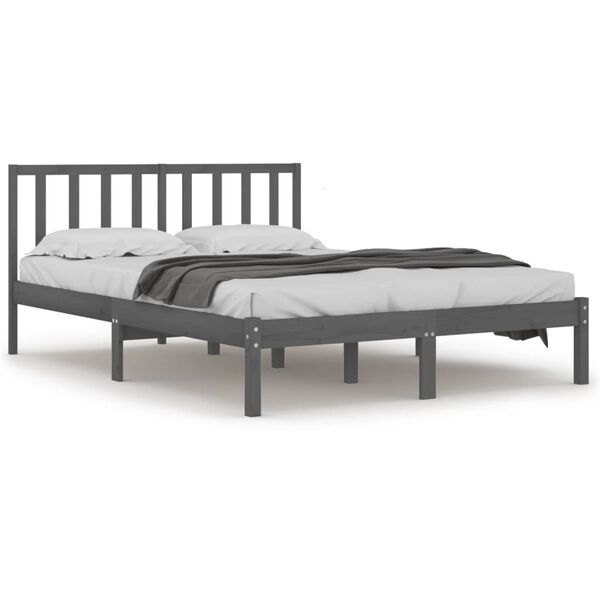 vidaXL Bedframe massief grenenhout grijs 200x200 cm
