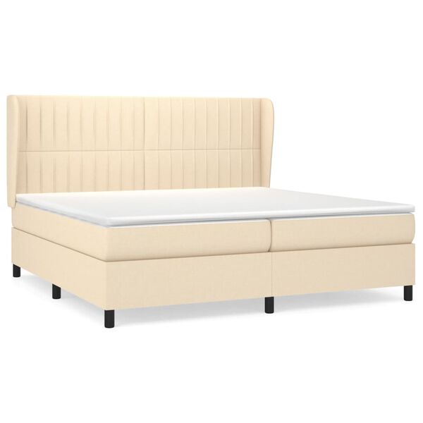 vidaXL Boxspring met matras stof cr&egrave;mekleurig 200x200 cm