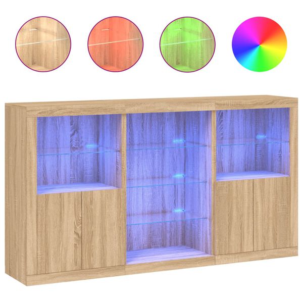 vidaXL Dressoir met LED-verlichting 181,5x37x100 cm sonoma eikenkleur