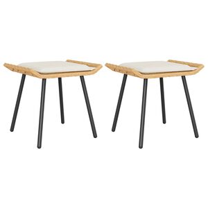 vidaXL Tuin Kruk met kussen 2 pcs Bruin 50 x 40 x 45cm Polyester