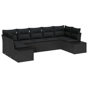 vidaXL Tuinbankenset met opslag 7 pcs Zwart Poly riet