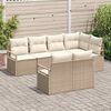 vidaXL Bankstel met kussen 7 pcs Beige poly rattan