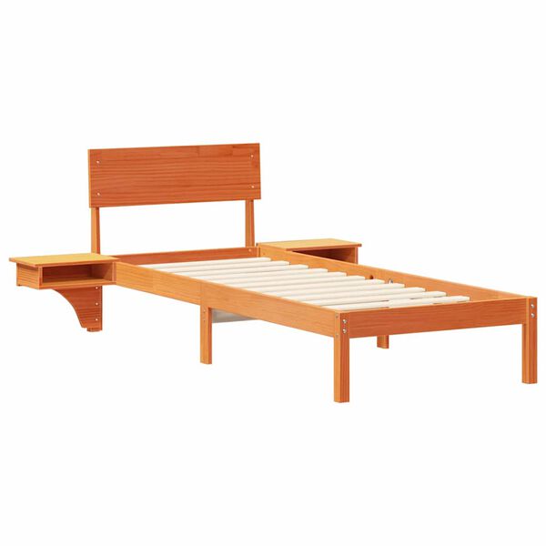 vidaXL Bedframe met hoofdeinde Wasbruin 75 x 190 cm Massief grenenhout