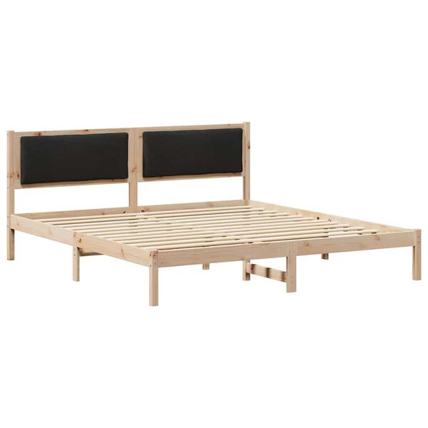 vidaXL Bedframe met hoofdeinde Zwart 200 x 200 cm Massief grenenhout