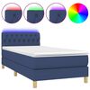 vidaXL Boxspring met matras en LED stof blauw 90x200 cm