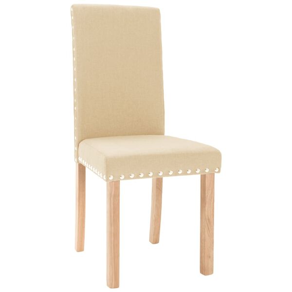 vidaXL Eetkamerstoelen 4 st stof cr&egrave;mekleurig
