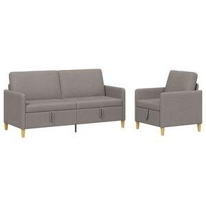 vidaXL Bankenset met opbergruimte 2 st Taupe Polyester