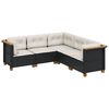 vidaXL 5-delige Loungeset met kussens poly rattan zwart