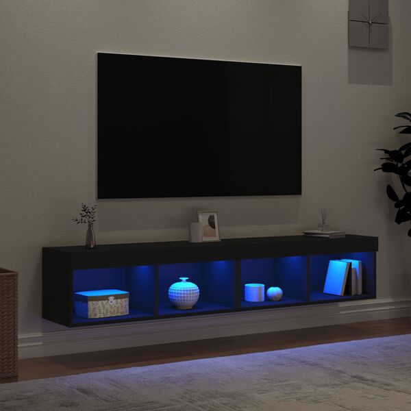 vidaXL Tv-meubels met LED-verlichting 2 st 80x30x30 cm zwart