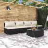 vidaXL 5-delige Loungeset met kussens poly rattan zwart