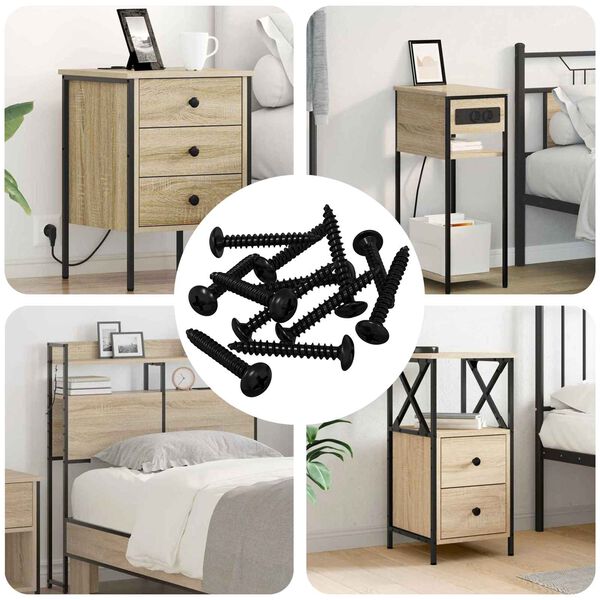 vidaXL Tapnagel 12 pcs Zwart M4 x 28 mm Staal