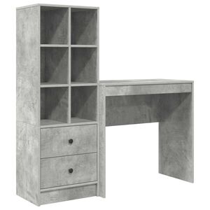 vidaXL Bureau met lade met plank met opslag 2 pcs Beton Grijs