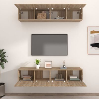 vidaXL Tv-meubelen 4 st 80x30x30 cm bewerkt hout sonoma eikenkleurig