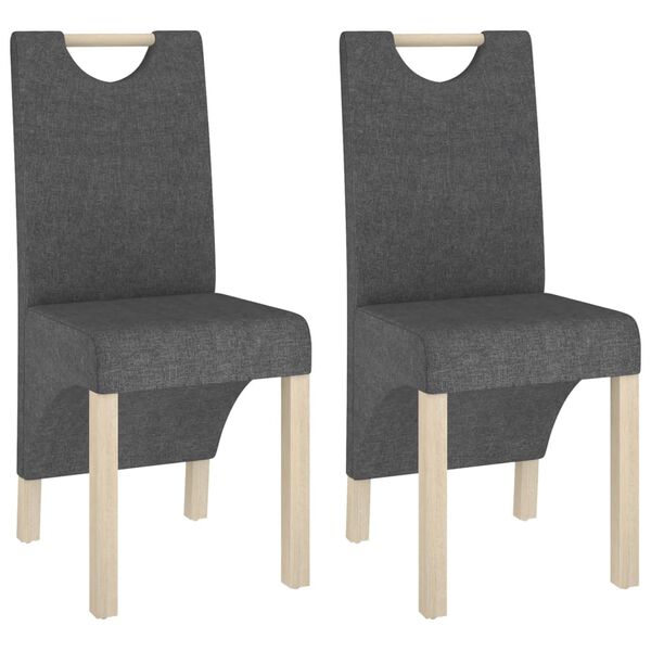 vidaXL Eetkamerstoelen 2 st stof donkergrijs