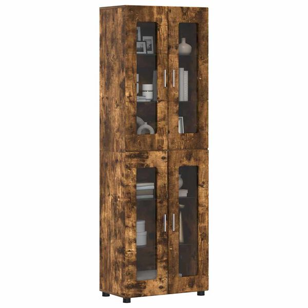 vidaXL Hoge kast FLORIN Gerookt eiken 60 x 35 x 182 cm Bewerkt hout
