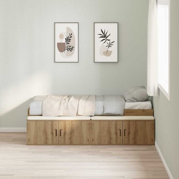 vidaXL Bedframe met lade Artisan Eiken 90 x 190 cm Bewerkt hout