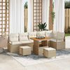 vidaXL Tuin Sofa Set met kussen 9 pcs Beige Poly riet